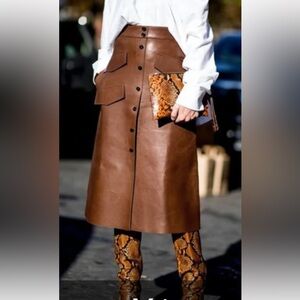 STYLEWE Camel Button-Down Midi Skirt